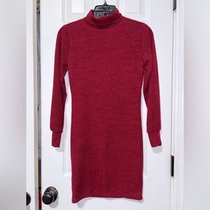 Women’s Red turtleneck Long Sleeve Dress sweater winter party travel sport game